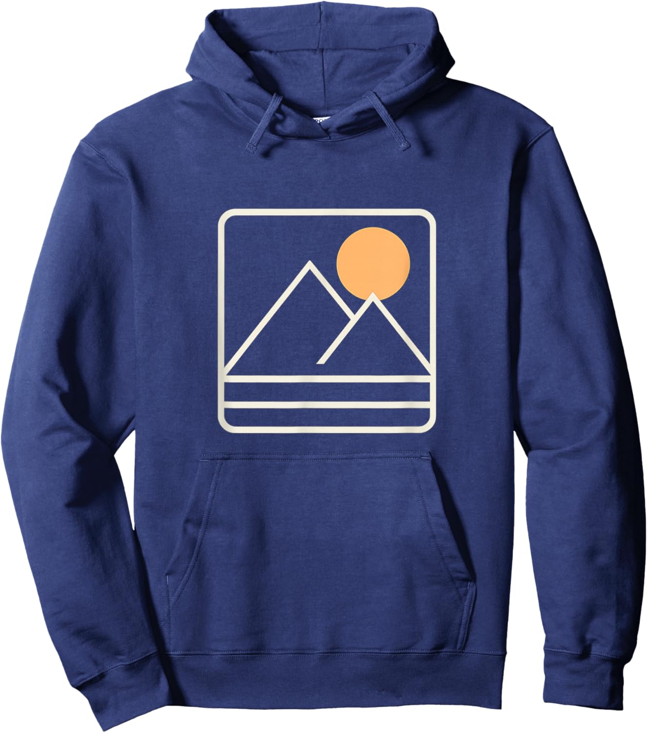 Mountain Sunrise - Minimalist Retro Nature Graphic Tee T-Shirt Hoodie - Hoodie | Navy