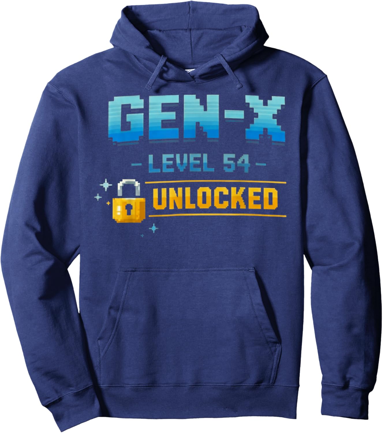 Gen X, Level 54 Unlocked Retro Gamer Vintage Birthday T-Shirt Hoodie - Hoodie | Navy