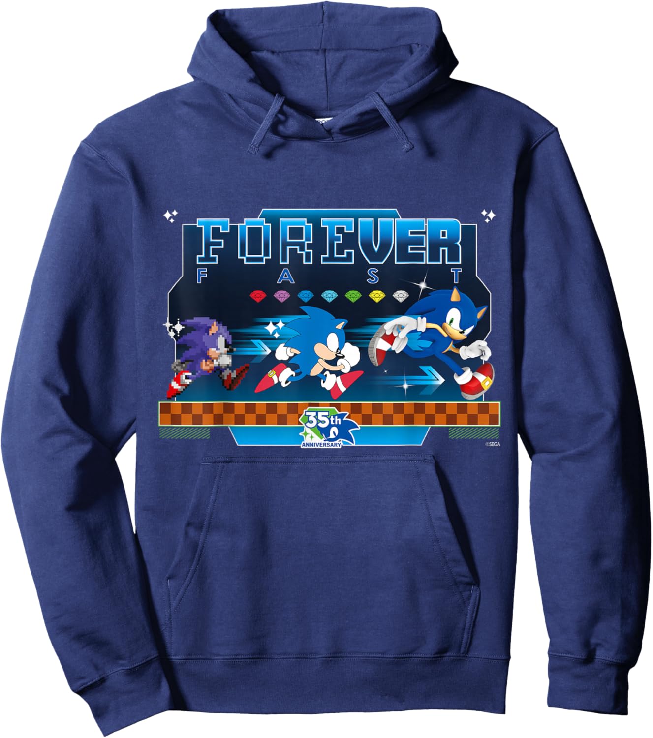 Sonic The Hedgehog 35th Anniversary Forever Fast Evolution T-Shirt - Hoodie | Navy
