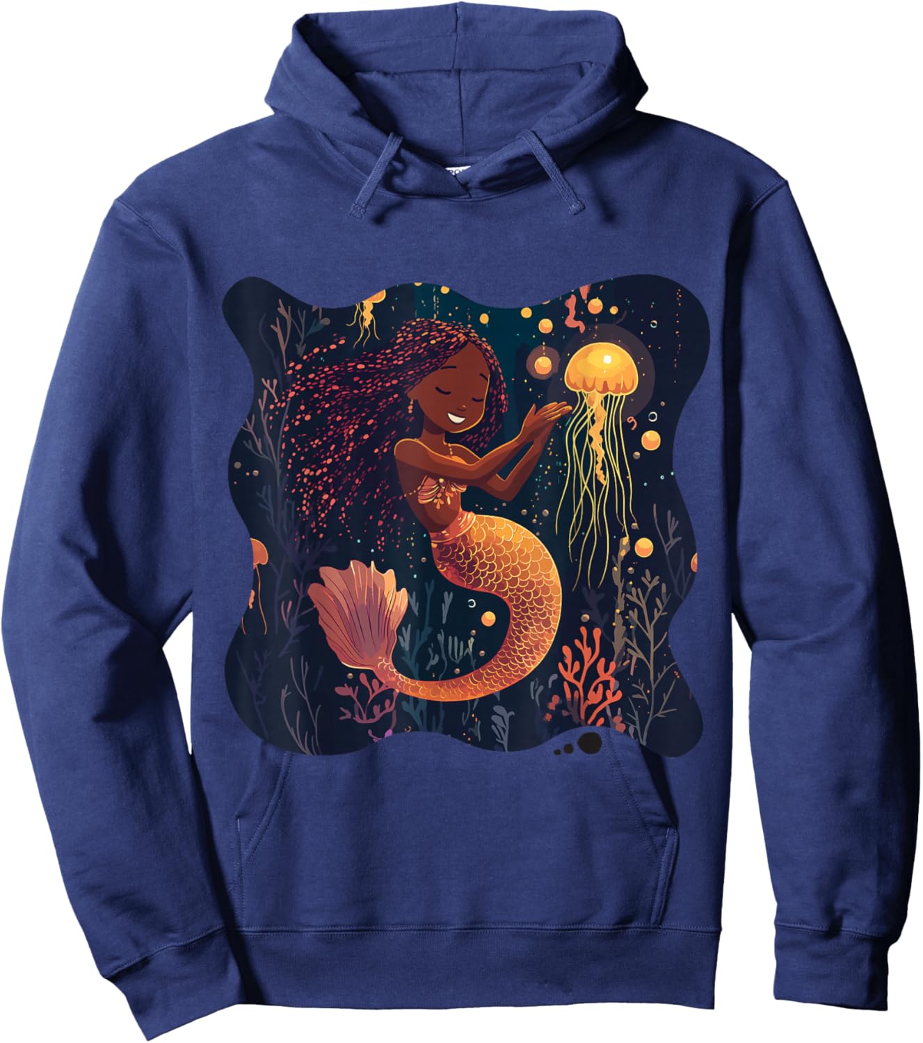 Black Mermaid Braids Girls Kids Toddler Women Birthday Gift T-Shirt Hoodie - Hoodie | Navy