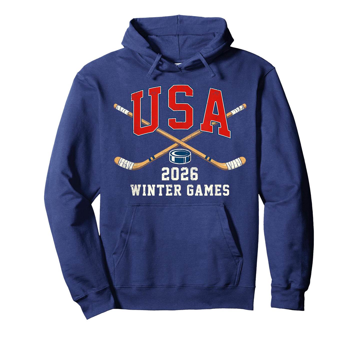 Ice Hockey 2026 Sticks US Flag Patriotic Player Men Boys Kid T-Shirt - Hoodie | Navy