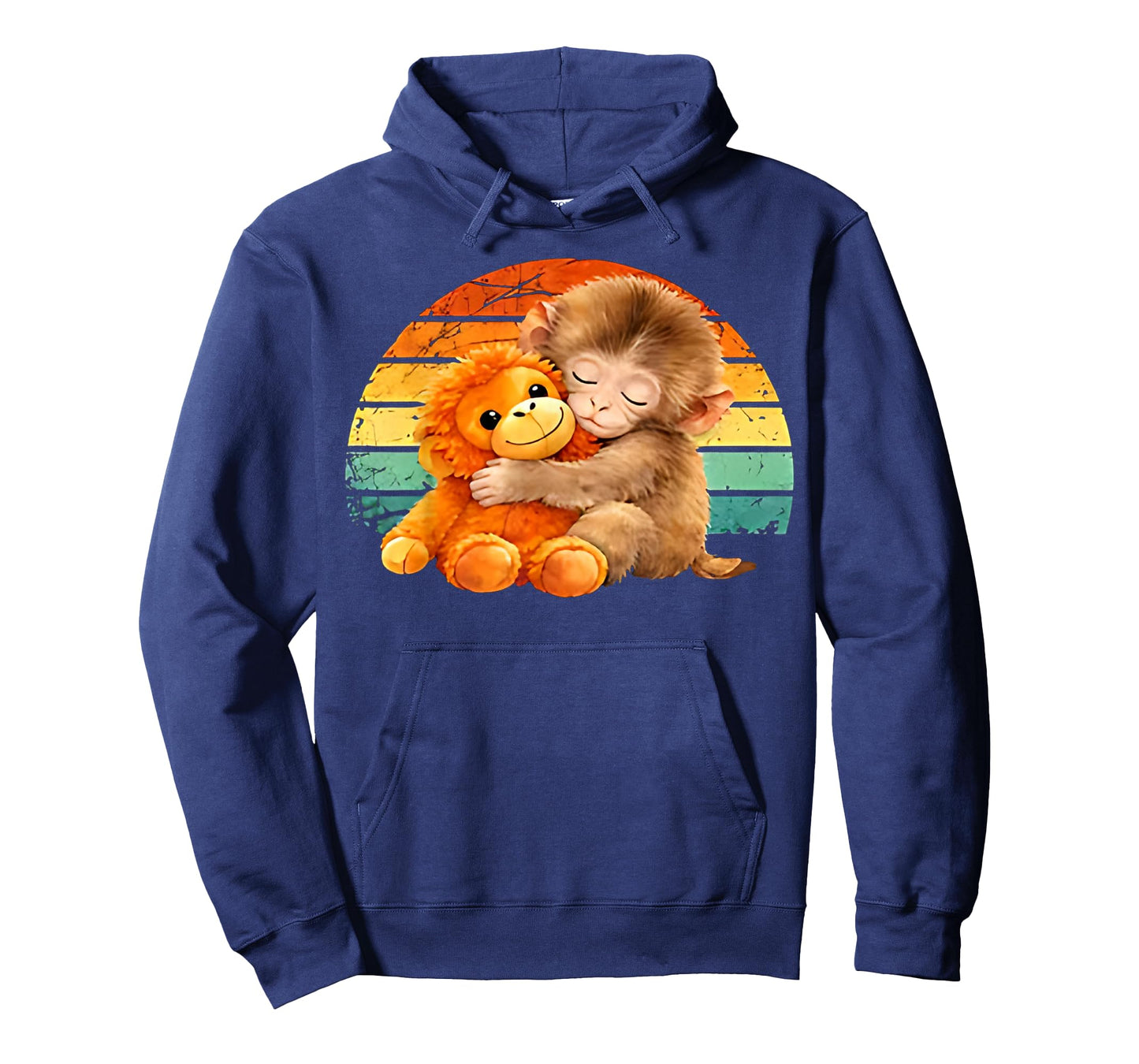 Retro Vintage Baby Monkey Punch T-Shirt - Hoodie | Navy