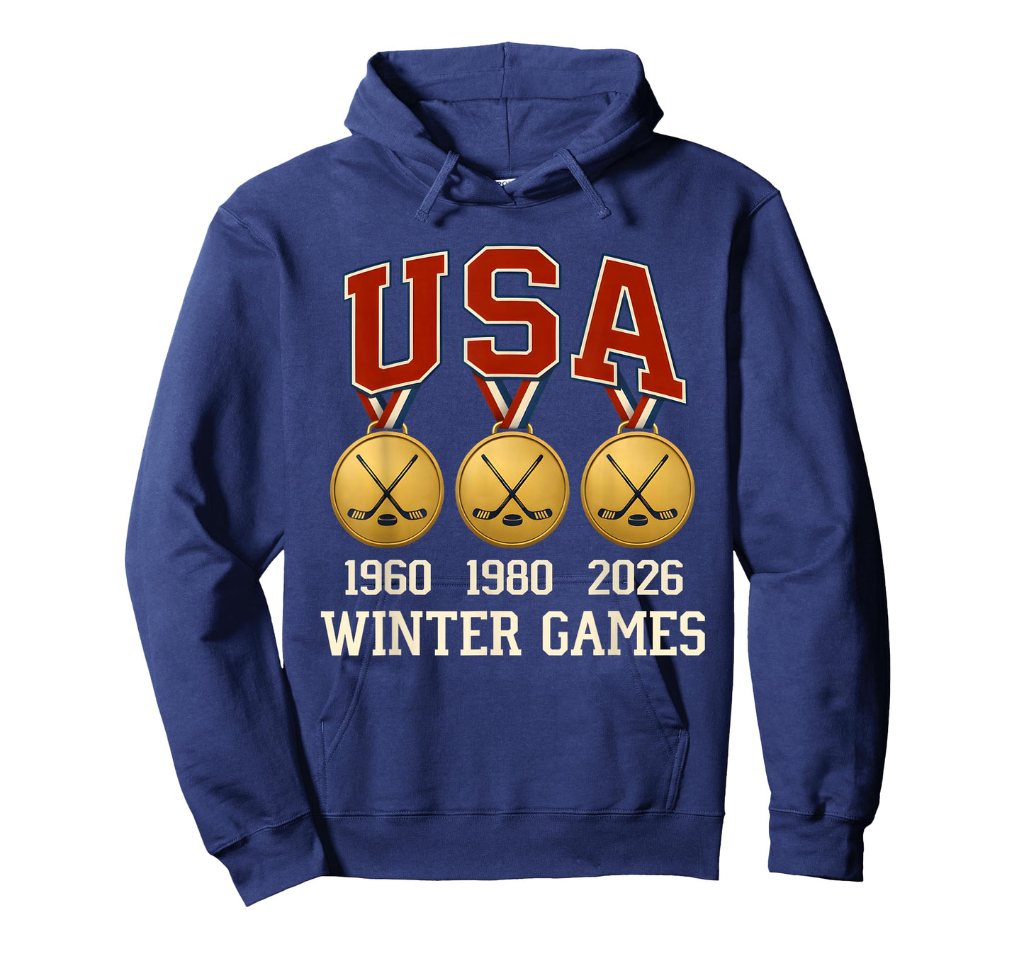 Ice Hockey 2026 Sticks US Flag Patriotic Player Men Boys Kid T-Shirt - Hoodie | Navy