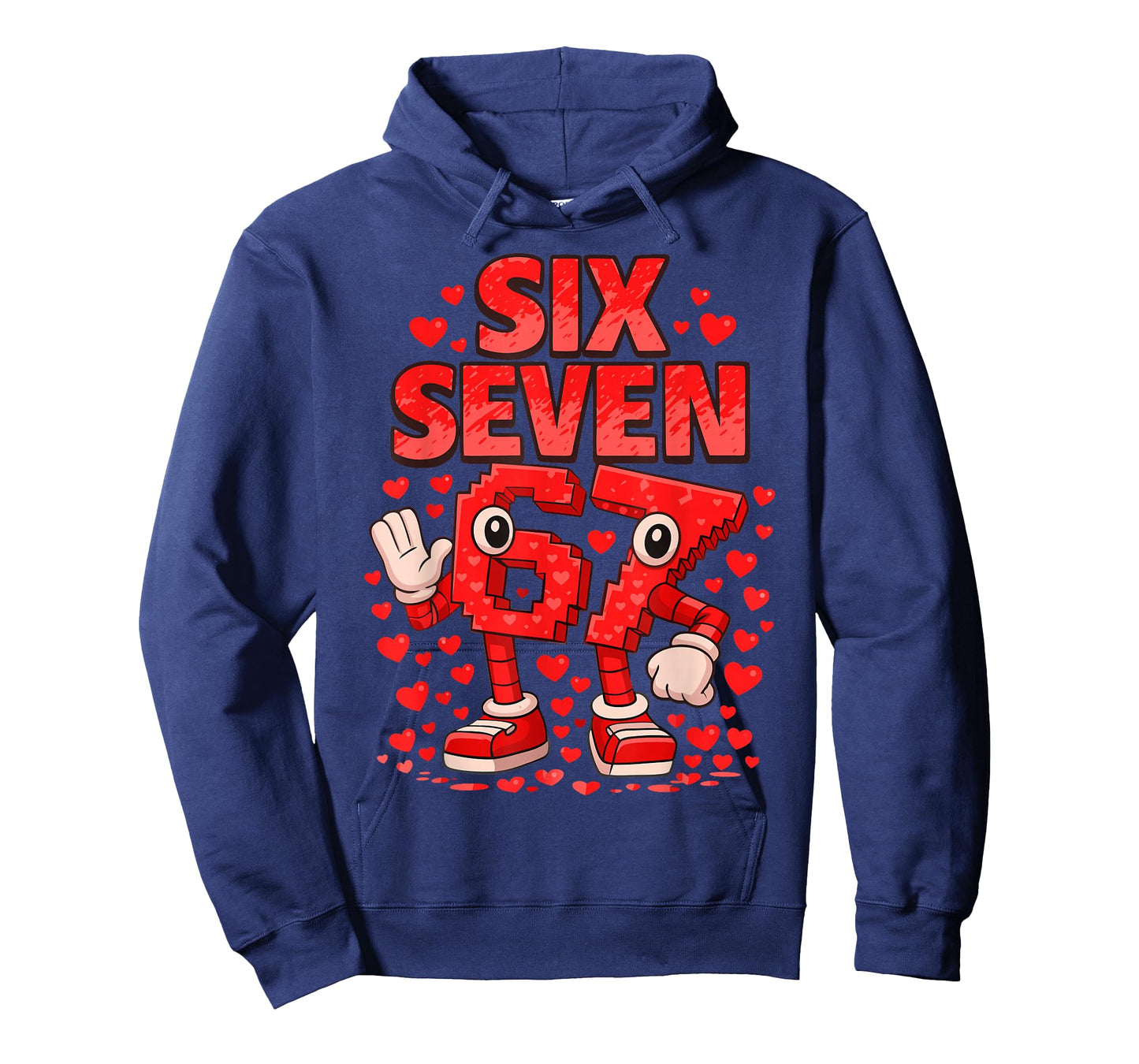 Kids Meme 67 Six Seven 6 7 Valentine Heart T-Shirt - Hoodie | Navy