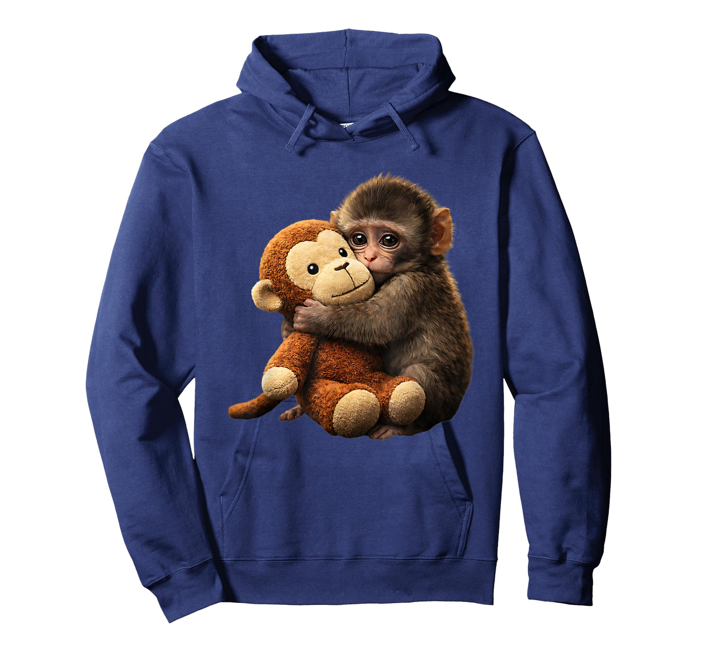 Baby Monkey Punch Plush Cute Monkey Punch Plush Hugging T-Shirt - Hoodie | Navy