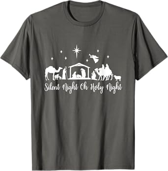 Silent Night Holy Night Nativity Scene Religious Christmas T-Shirt