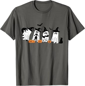 Funny Ghost Holding A Black Cat Halloween Ghost Cat Lovers T-Shirt for Men Women Kids