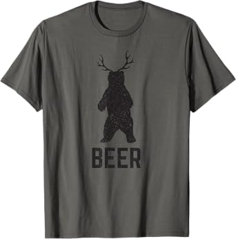 Deer Antlers Bear Beer T-Shirt - Funny Craft Beer Shirt T-Shirt