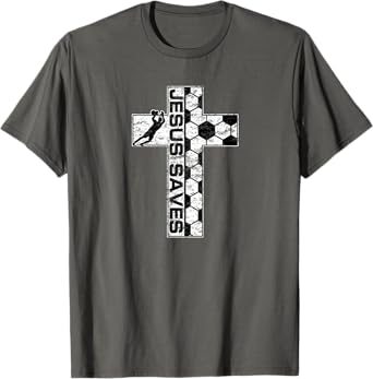 Jesus Saves Soccer Cross Goalie Keeper Christian Faith T-Shirt
