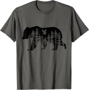 Bear Retro Forest Trees Outdoors Wildlife Camping Nature T-Shirt