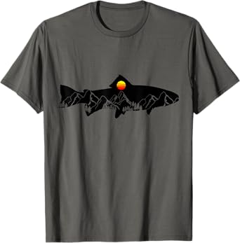 Fly Fishing Trout Fisherman Vintage Mountains Nature T-Shirt