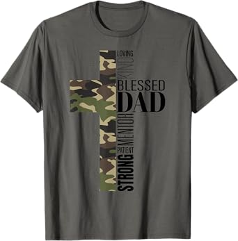 Christian Fathers Day Religious Men Camo Cross Blessed Dad T-Shirt