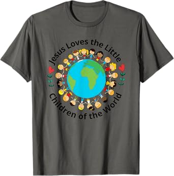 Jesus Loves Children Of World Christian Mother Teacher Kids T-Shirt