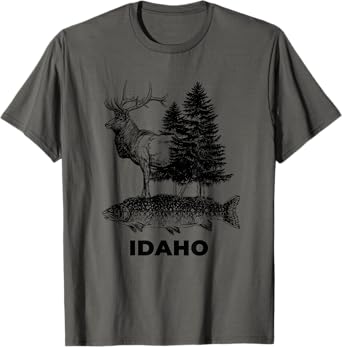 Idaho Vacation and Elk Trout Fish T-Shirt