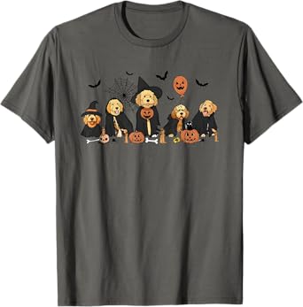 Ghost and Witch Goldendoodle Halloween T-Shirt