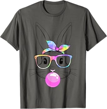 Bunny tie dye glasses bandana bubblegum easter girls women T-Shirt