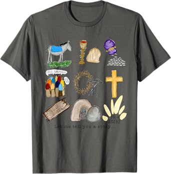 Let me tell you Easter story tomb cross nails kids toddler T-Shirt