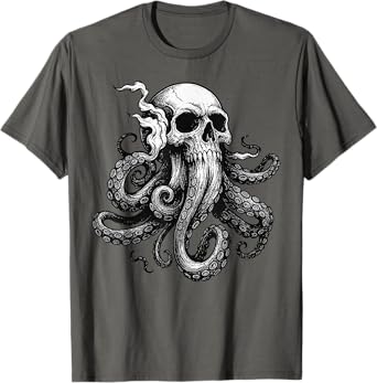 Cthulhu Kraken Skull Octopus Graphic Nautical Sea Monster T-Shirt