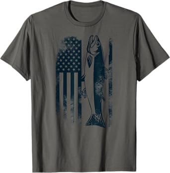 Salmon Fishing T Shirt with American Flag T-Shirt