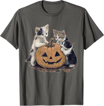 Vintage 90s Cat Halloween Retro Halloween vintage Spooky T-Shirt for Men Women Kids