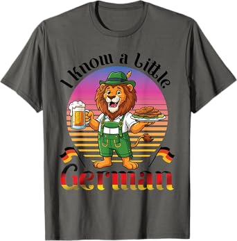 Bavarian Lion With Beer And Schnitzel I Know A Little German T-Shirt