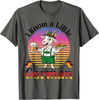 Bavarian Goat With Beer And Schnitzel I Know A Little German T-Shirt