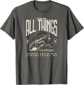 Steam Train Engine Locomotive Christian Jesus Faith Based T-Shirt