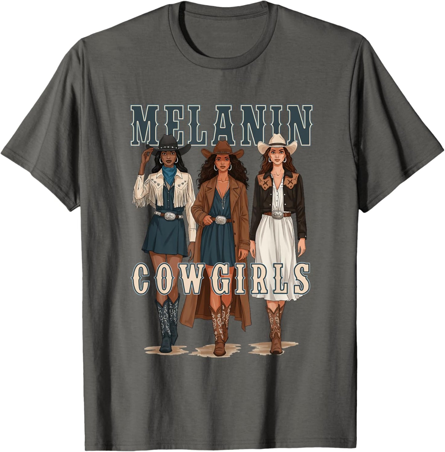 Melanin Cowgirls Afro Wild West Black Women Southern Rodeo T-Shirt