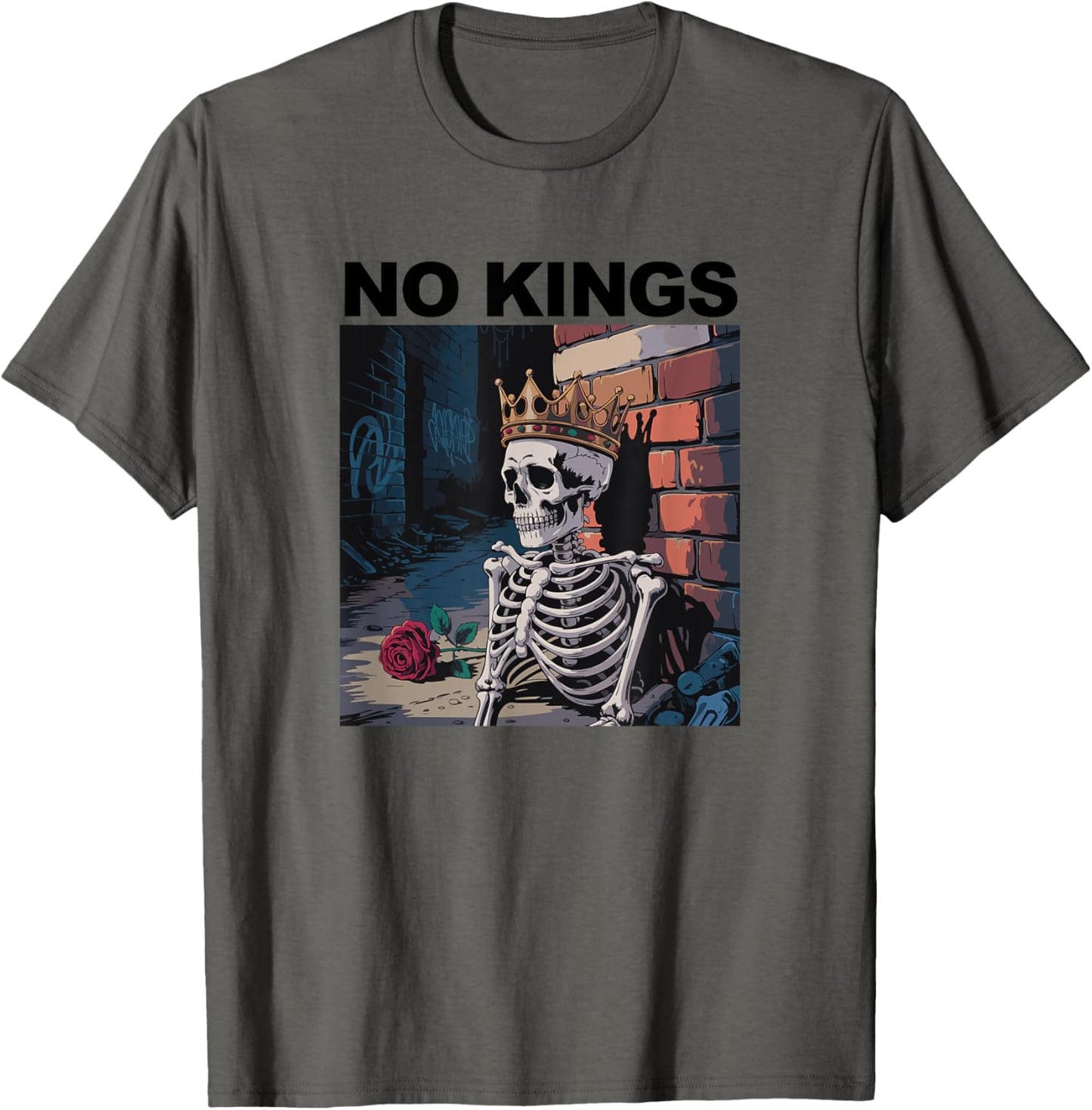 No Kings In America Skeleton With Crown T-Shirt