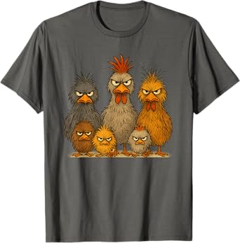 Angry Eagerlys Colorful Chicken Art, Crazy Chicken Family T-Shirt