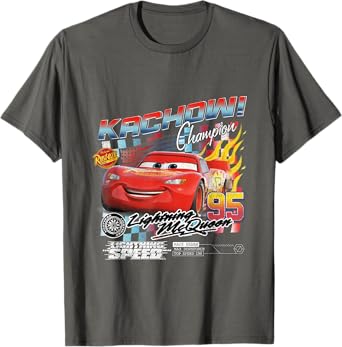 Disney Pixar Cars McQueen Kachow Champion Retro T-Shirt