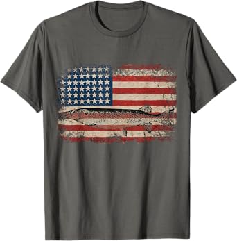 Musky Fishing Muskie Fisherman American Flag Gift T-Shirt