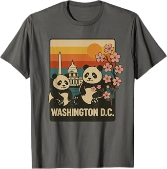 Washington DC Family Trip Funny Panda Zoo DC Trip Retro T-Shirt