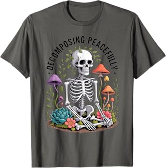 Decomposing Peacefully Skeleton with Potted Garden Plants T-Shirt