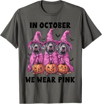 In October We Wear Pink Great Dane Halloween Breast Cancer T-Shirt