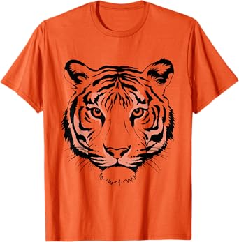 Orange Tiger Face Wild Animal For Women Men Kids Tiger Head T-Shirt