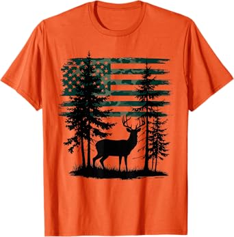 Men Kids Boys Hunting Shirt Deer Hunters Toddler Camo Flag T-Shirt