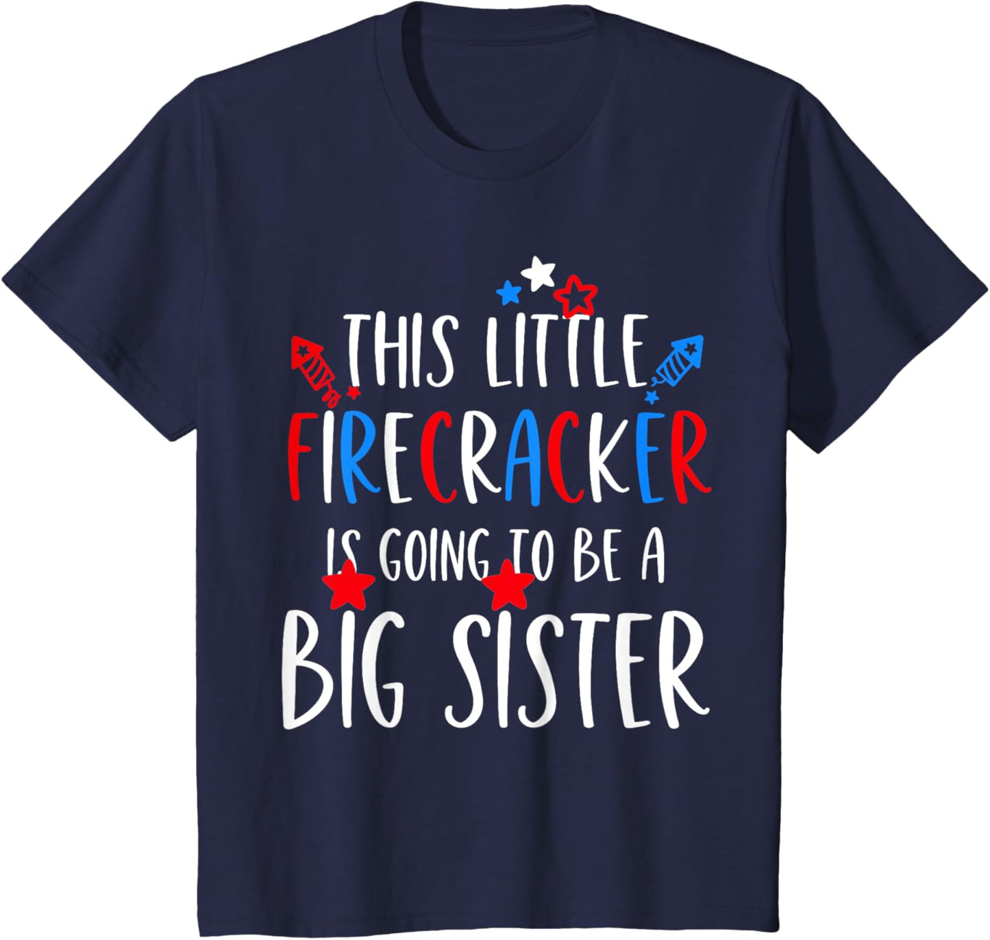 Kids Big Sister 4th of July Toddler Girls Sibling Announcement T-Shirt