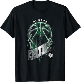 NBA Boston Celtics Lightning Bolt Basketball Logo T-Shirt