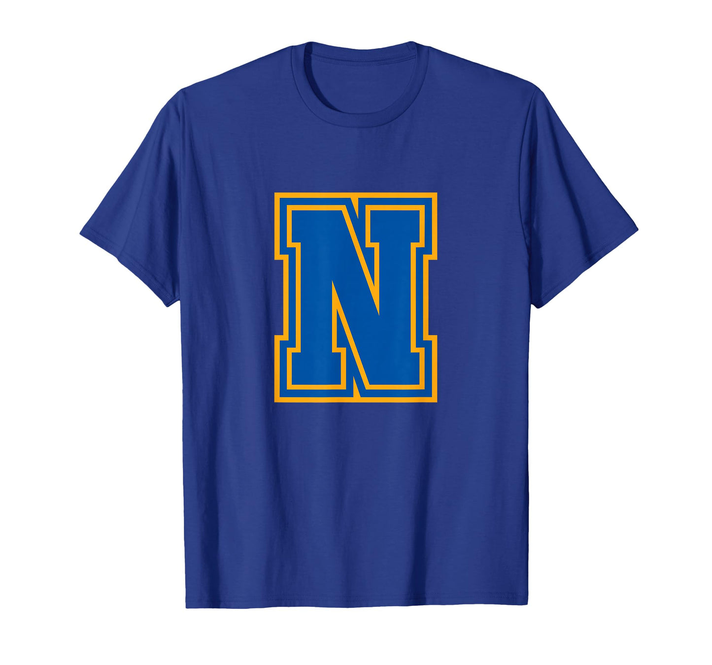 Letter N Yellow Blue Monogram Initial T-Shirt
