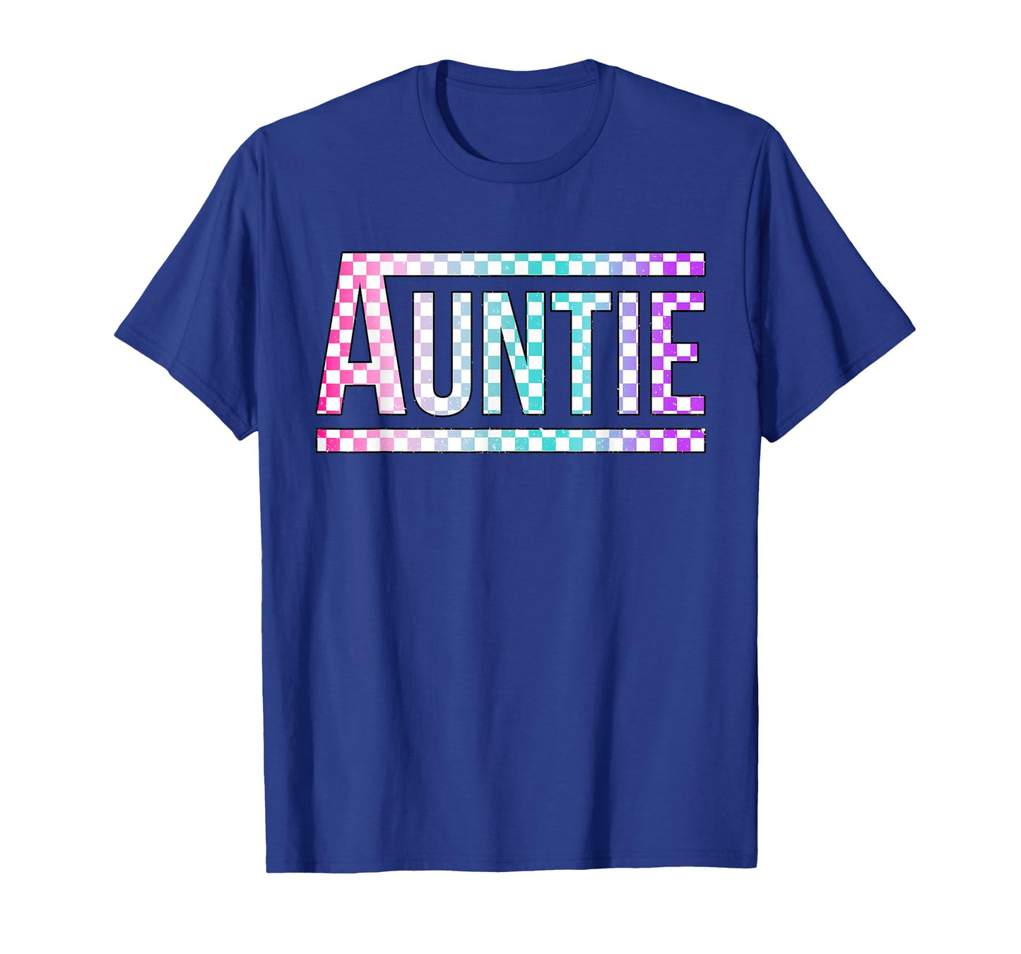 Auntie Checkered Tie Dye Family Mother's Day Pit Crew Women T-Shirt