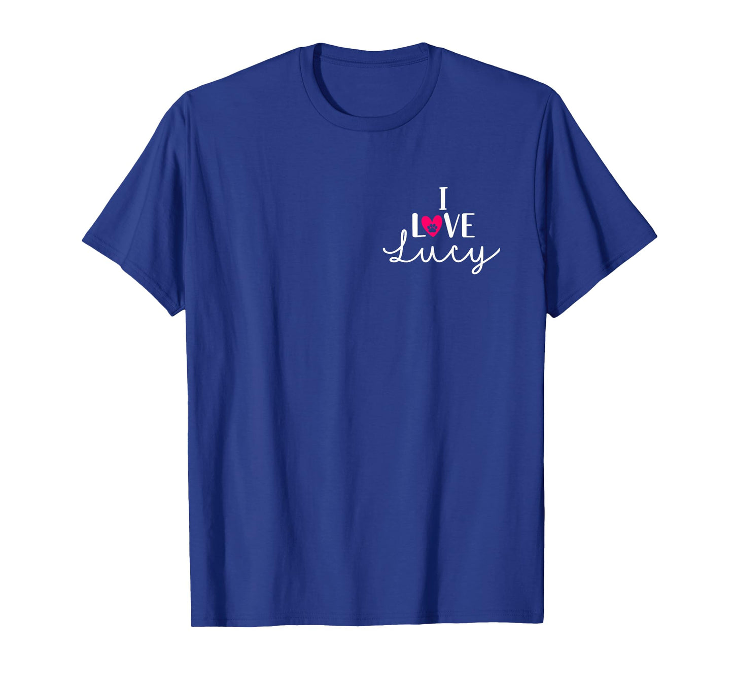 I Love Lucy A Love Heart Dog Paw Dog Name Pocket T-Shirt