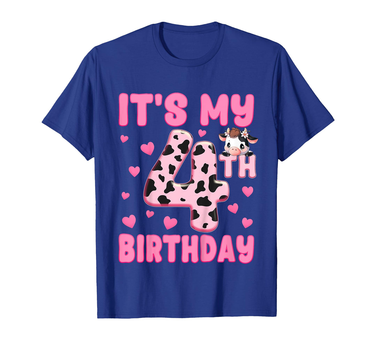 It's My 4th Birthday Girl 4yr Cute Farm Cow Four 4 Year Old T-Shirt