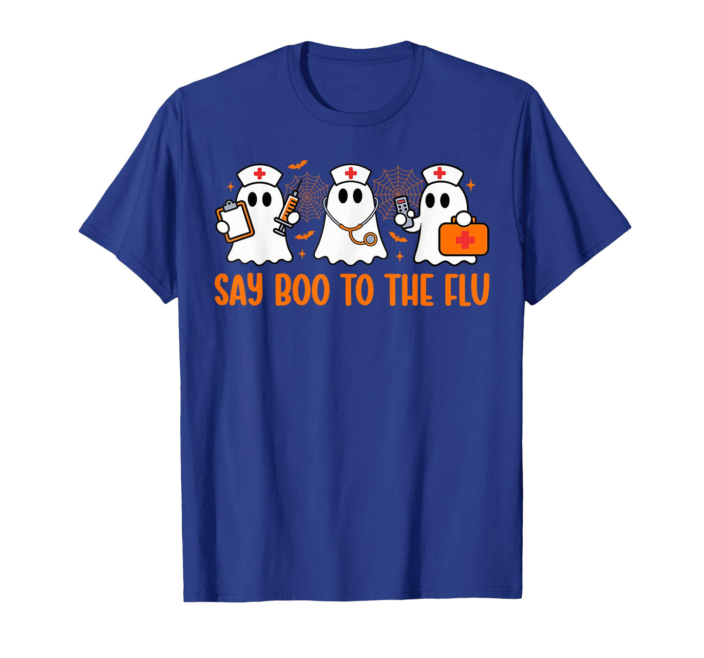 Funny Nurse Ghost Halloween Vaccine Say Boo to The Flu T-Shirt