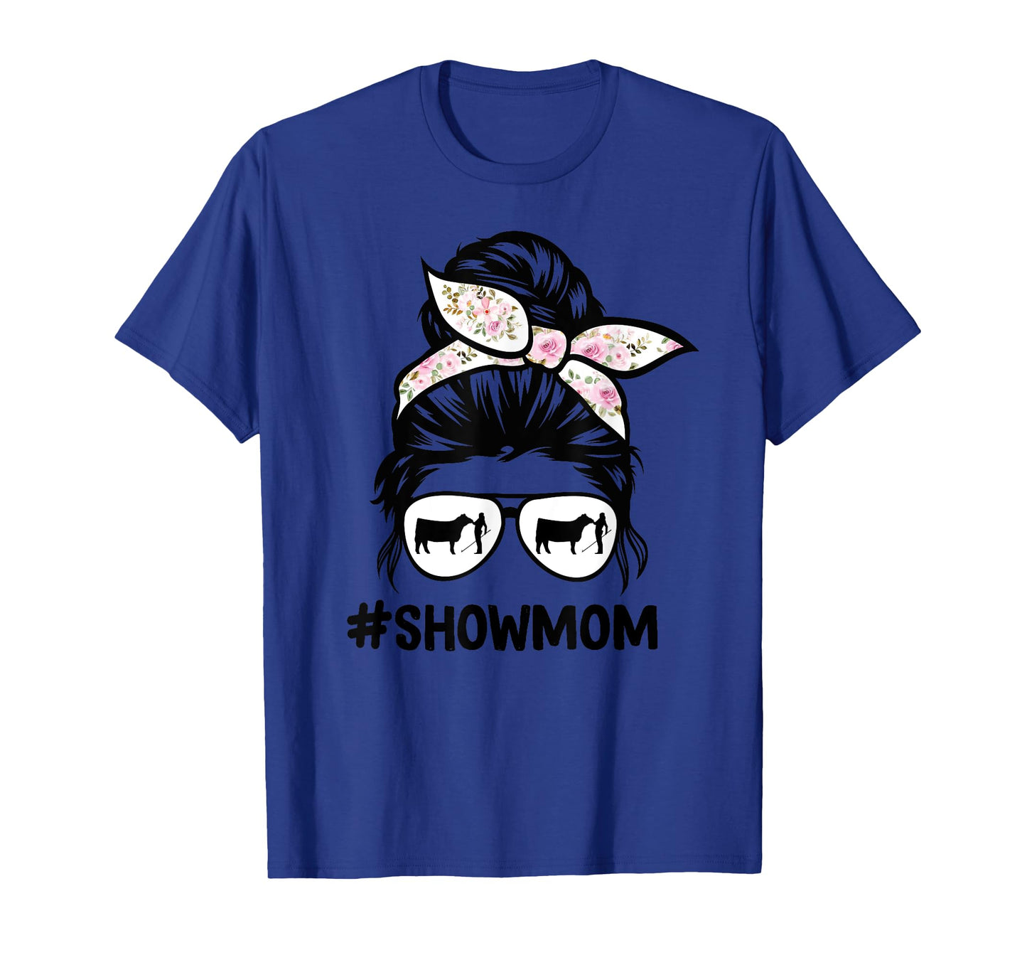 cattle show mom messy bun hair cow show mom T-Shirt