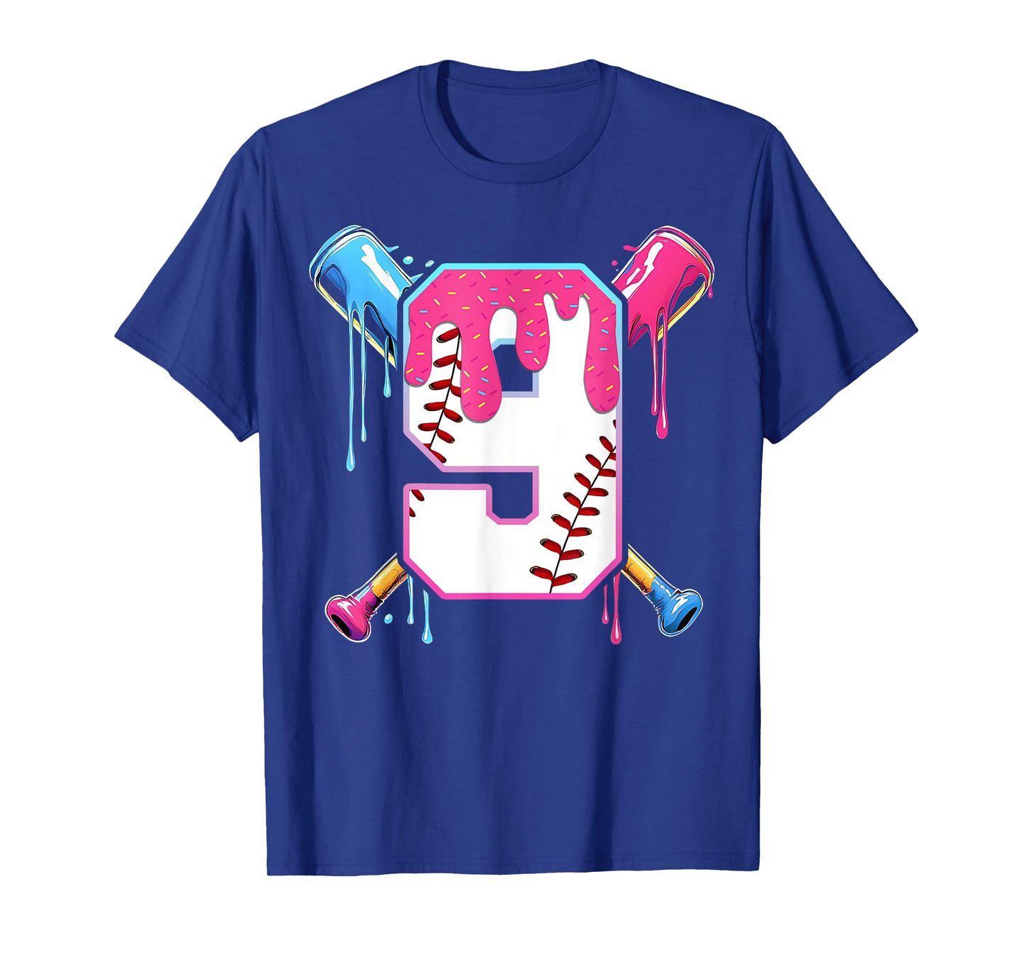 Baseball Drip 9 Years Old Ice Cream 9th Birthday Kids Boys T-Shirt