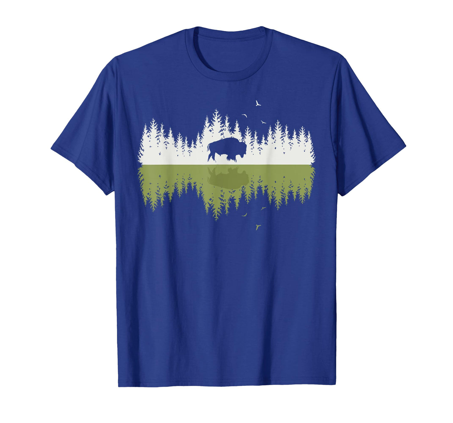 Trees Reflection Bison Wildlife Forest Nature Animal Outdoor T-Shirt
