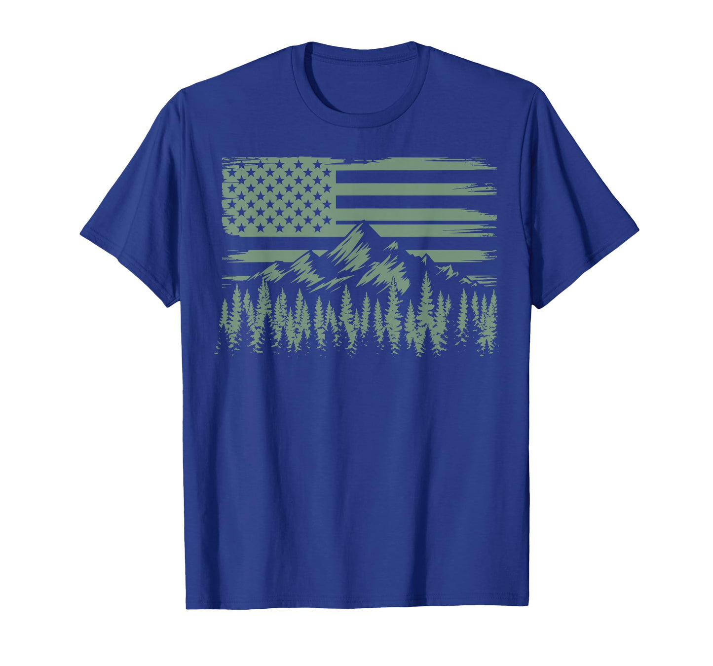 Nature Landscape USA Flag Outdoor Wildlife Hiking T-Shirt