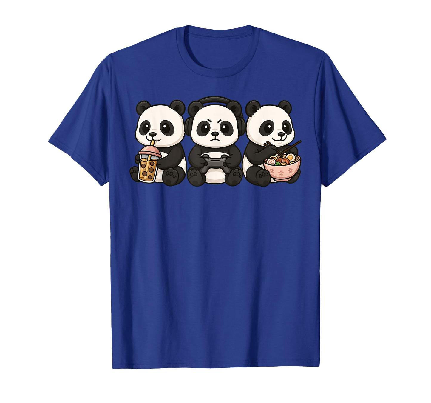 Panda Kawaii Gamer Gaming Boba Tea Ramen Boys Girls Kids T-Shirt