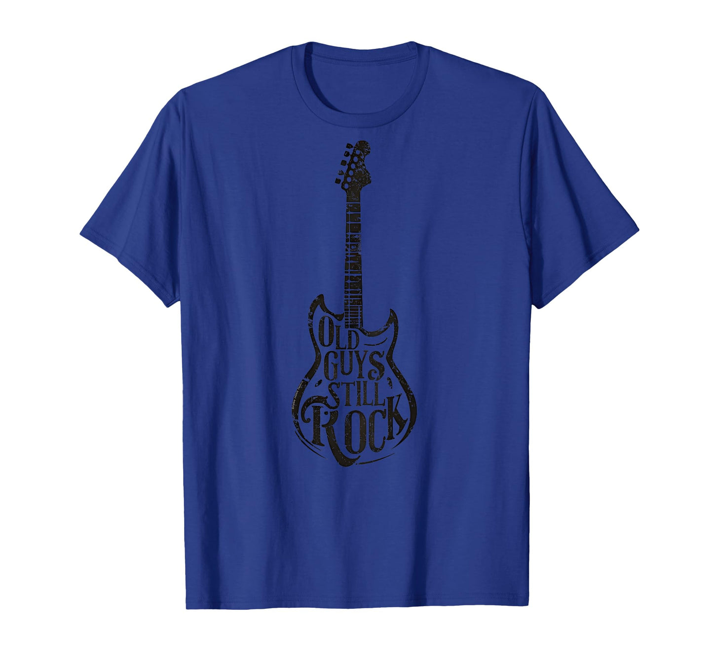 Design on back. Guitar Music Old Guys Still Rock T-Shirt